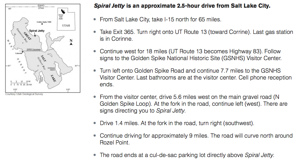 Directions to Spiral Jetty